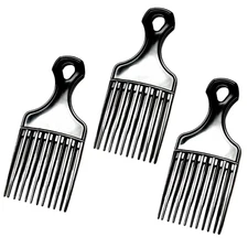 (3) Black Plastic 7” Inch Afro Hair Lifting Pik Pick Detangle Wig Braid Comb
