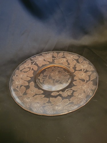 Dogwood Serving Platter Salver Pink Depression Glass 11.75" MacBeth-Evans 1932 - Picture 2 of 6