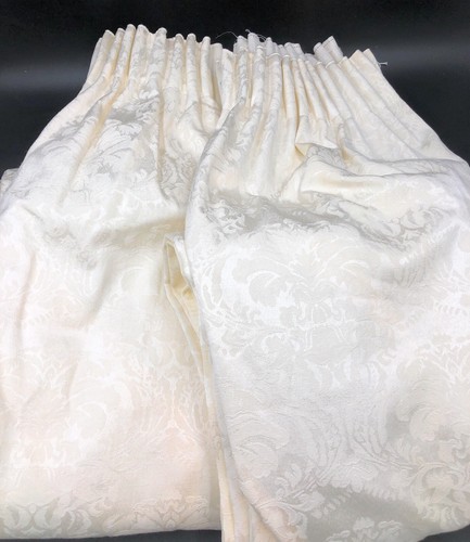 Sheridan White Patterned Lined Curtains & Tie Backs 180cm X 183cm (NEEDS REPAIR) - Picture 2 of 7