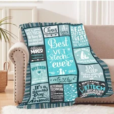 VET TECH GIFTS VETERINARY BLANKETS 60"X 50" VET TECH WEEK APPRECIATION GIFTS RET