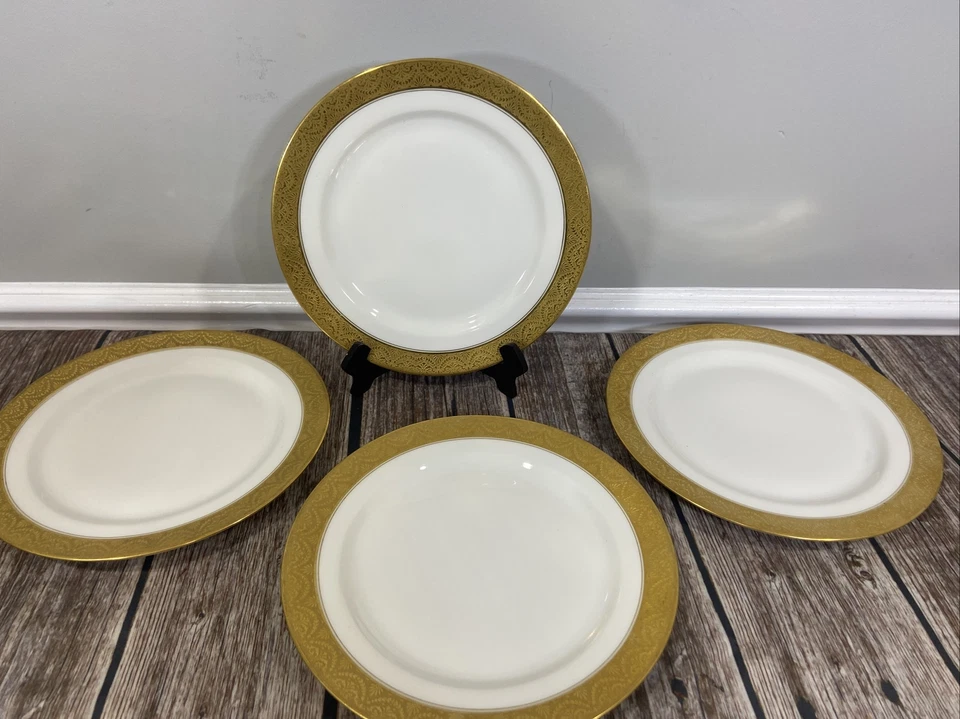 "Plato de cena vintage Elite Works Limoges Francia borde dorado 9 3/4"" ~RARO" Foto 2 de 4