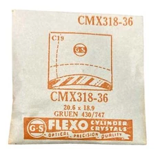 Germanow-Simon Mach (GS) CMX318-36 Watch Crystal 20.6x18.9 NOS Part Flexo Gruen