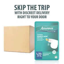 Assurance Large/XLarge Unisex Stretch Briefs with Tabs 34 Count Absorbent