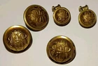 Civil War GAR Grand Army Republic Brass Dome Uniform Buttons, Brooch & Earrings
