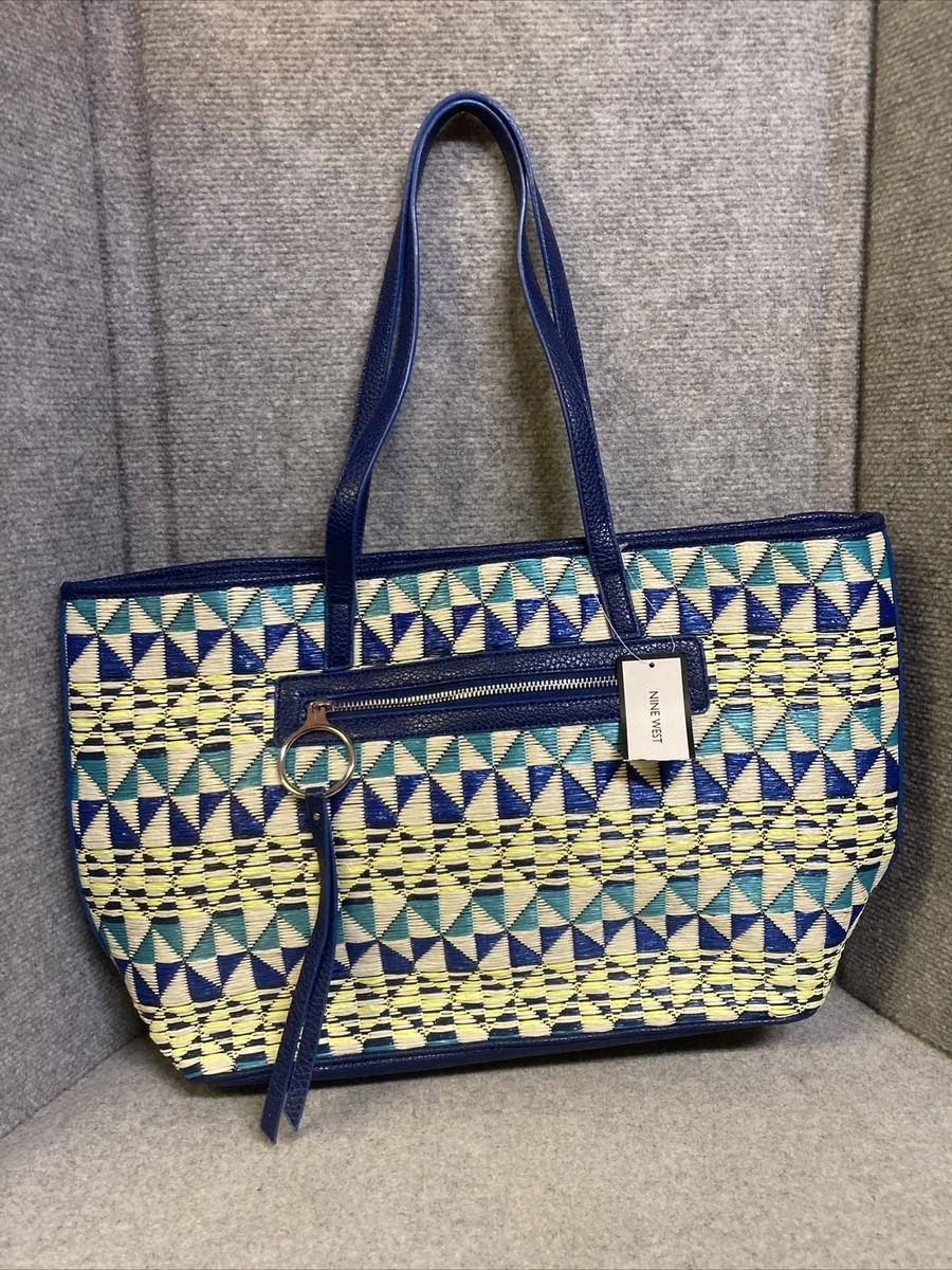 Nine West Beach bag Purse Multicolor Geometric Southwestern Aztec Woven |  eBay