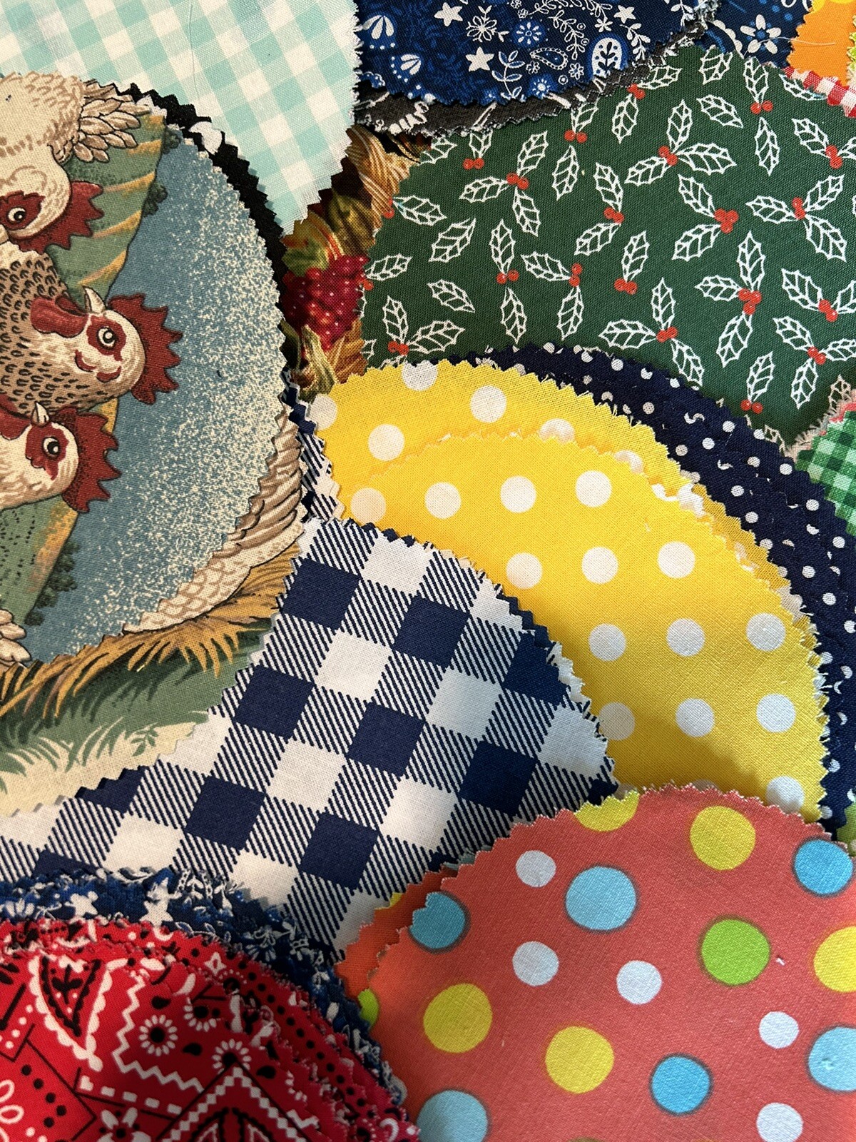 FABRIC ROUNDS-5 1/2”-50 colors and patterns-approx. 3 ea. pattern ...