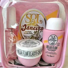 Sol de Janeiro BEIJA FLOR Jet Set Travel Gift Perfume Mist Body Wash Cream Bag