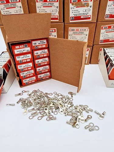 500p New Old Stock - Made in USA- T&B Sta-Kon Terminals B14-10 18-14AWG Crimp