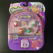SHOPKINS Season 5 - 5 Pack  W/ BRACELET & BACKPACK  NEW