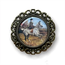 Pre Tied Stock Pin Lady Side saddle Horse tie lapel Jacket Hunter Equine Badge