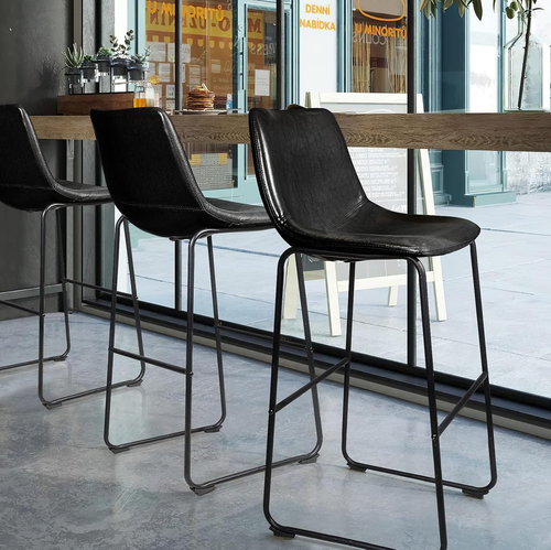 30 Inch Bar Stools Set of 2, Modern Counter Height Bar Stools, Faux Leather Bars - Picture 6 of 9