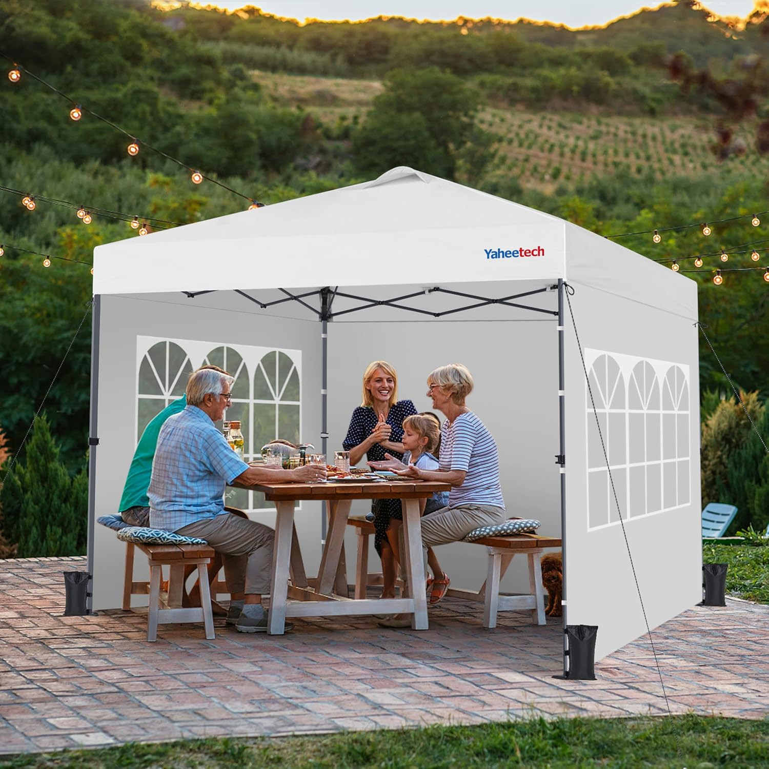 10x10 FT Instant Pop-Up Canopy Tent with 4 Walls & Carry Bag - White