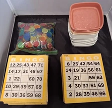 Bingo Game Set Cards Chips and Trays Vintage