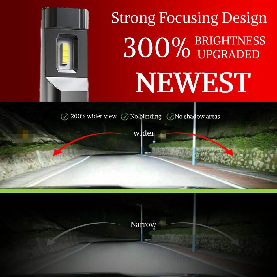 LED Headlight High Low Beam Bulbs White For Buick Century Sedan 4-Door 1990-2005 — 第 3/4 张图片