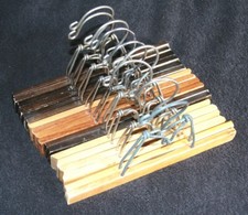  9 Vintage Wooden Clothes Pants Hangers 10" Various Shades