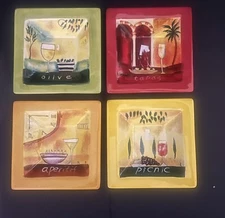 Sakura Colorful Square Appetizer Tidbit Nut Bowl, set of 4 (T2)