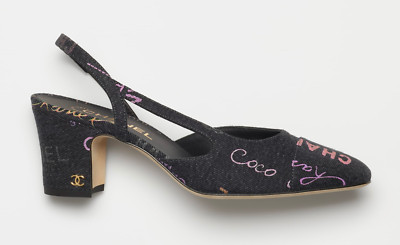 CHANELミュール CHANEL Cotton Logo Mule Sandals 37.5 Pink White 1435256