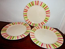 LINENS 'N THINGS MULTI COLOR RAINBOW STRIPED DINNER PLATE / PLATTER 11"