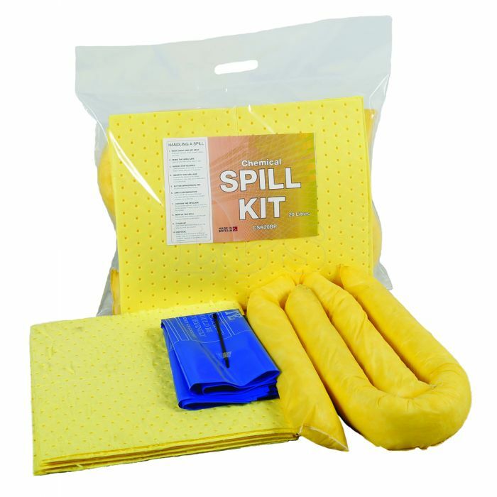20ltr Chemical Spill Kit in Break Pack - Pads & Socks for Spill Cleaning