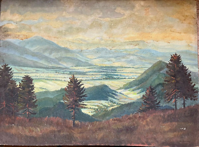 ::ÖLGEMÄLDE BLICK INS TAL VOM FICHTENWALD IM MORGENGRAUEN SIGN. G. SORRKÜP?