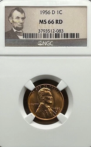 1956-D Lincoln Penny 1C NGC MS 66 RD (Wheat Cent)