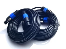 2 Pack 50 ft Male Speakon to Speakon Cables, Professional Wire 14AWG