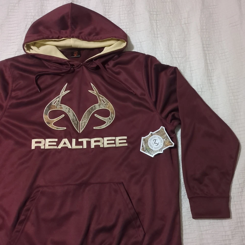 Realtree Logo Hooded Maroon Pullover Sweatshirt (Size: XXL, Ocean And Coast) - Image 4 of 4