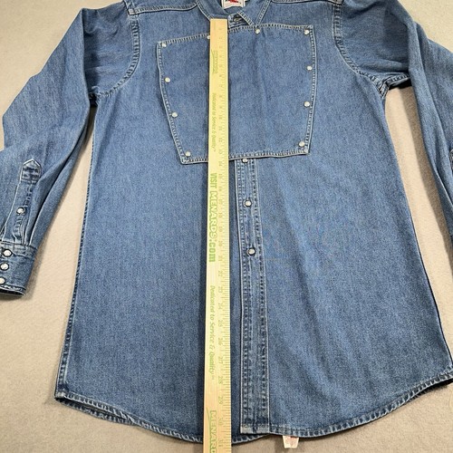 MWG Trägerhemd Herren M blau Denim Pearl Snap Shield Front Western Cowboy Workwear - Bild 9 von 10