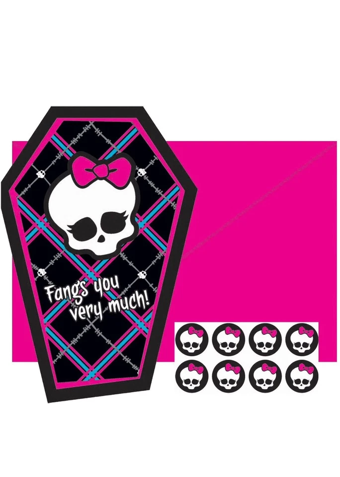 Monster High Post card Thank You 8 ct Envelopes Girls Birthday Party Supplies  - Image 3 of 3