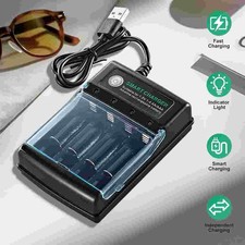 4-Slot Battery Charger for AA/AAA 1.5V Alkaline Batteries Fast Charging