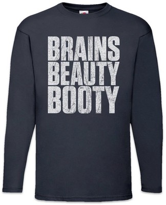Brains Beauty Booty Langarm T-Shirt It Girl Femme Fatal Woman Pin Up Sexy Frau