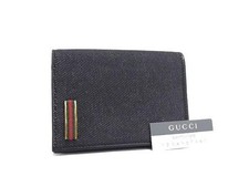 GUCCI Wallet Shelley Line Canvas Leather 92748 Folding Wallet Black  From Japan