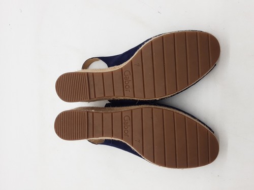 Gabor Tandy Blue Suede Open toe Wedge Espadrilles Sandals Shoes Navy Size 7 G - Picture 7 of 7