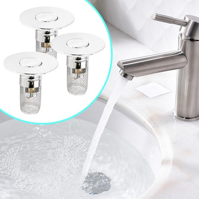 #ad 3PCS Drain Filter Up Stainless Steel Push Type Bounce Core Universal Sink Basin $5.99