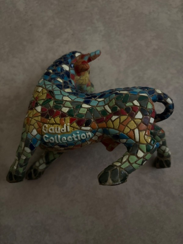 Toro Gaudi Collection Mosaic Bull Figurine. 7” x  6” multi colored