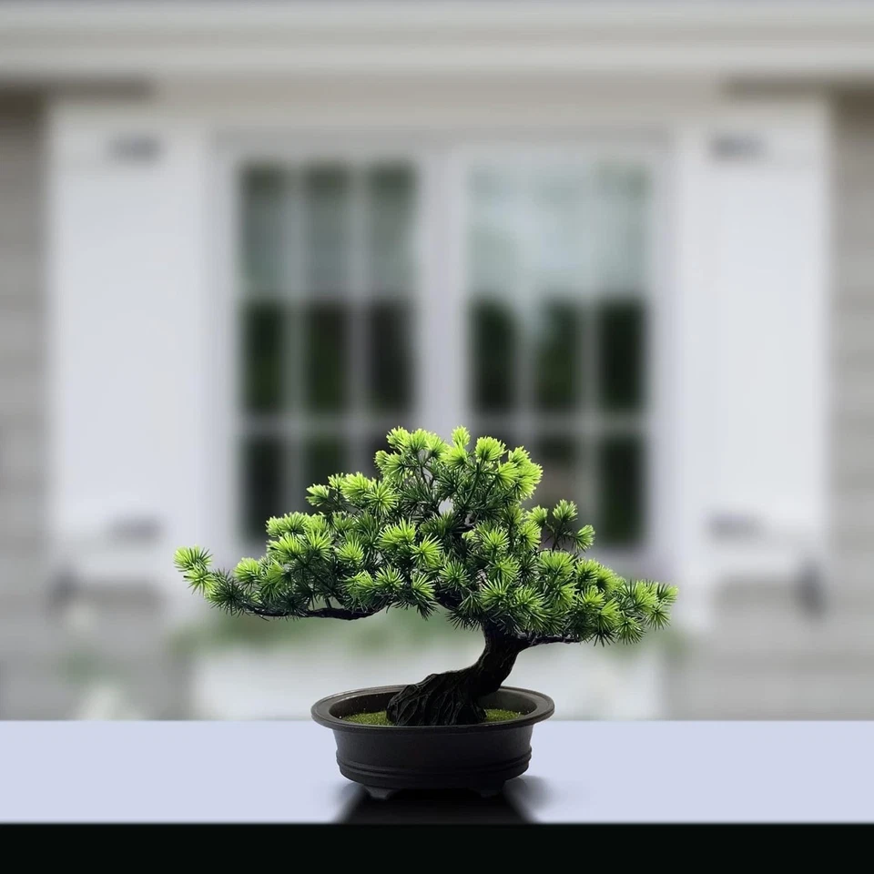Artificial Bonsai Tree Greenery Fake Indoor Decor Tall 9.5" for Home Office - Image 4 of 4