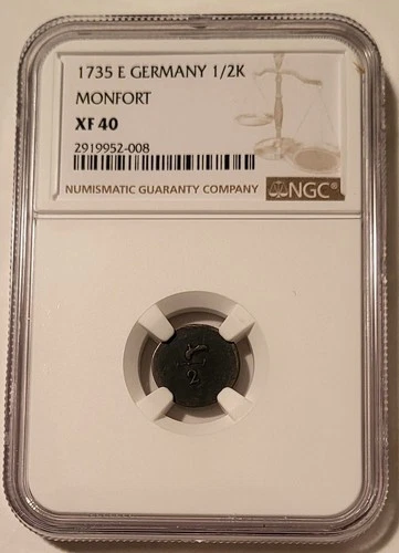 Germany States Era Montfort Count Anton III 1735 E 1/2 Kreuzer XF40 NGC