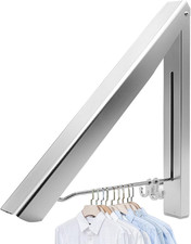 Foldable Laundry Drying Rack Retractable Wall Mount Aluminum Silver