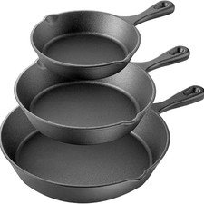 Set Padelle Padelle in Ghisa Prestagionate con Beccucci Versatore - Varie Misure