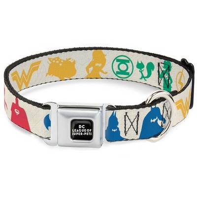 Dog Collar DCFB-DC LEAGUE OF SUPER-PETS Logo Full Color Black/White  (US IMPORT)