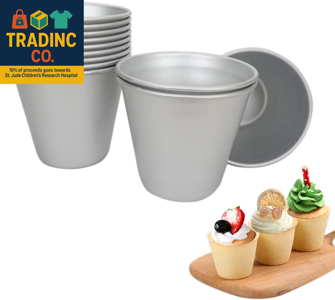Large Popover Pans 12 PCS, Individual Aluminium round Muffin Molds, Pudding Cup,