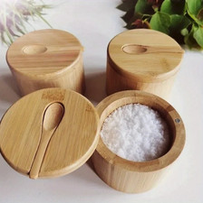 1pc Wooden Salt Pepper Jar Bamboo Spice Conta...