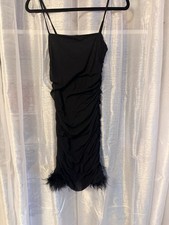 Windsor Feather Mini Dress Black Size Medium | NWT | Marabou Flirtatious