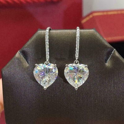 3.10 CT Heart Lab Grown Diamond Studs E VVS2 IGI Cert 14K White Gold Push Backs
