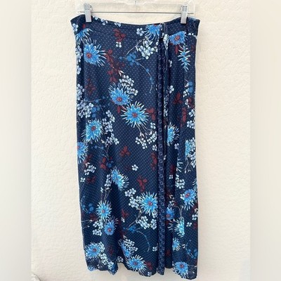 MARC O POLO | Blue Floral Midi Skirt 100% Viscose Boho | Size 38 Medium