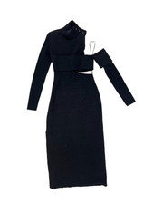 Robe femme Proenza Schouler noire bandée en tricot col haut taille S