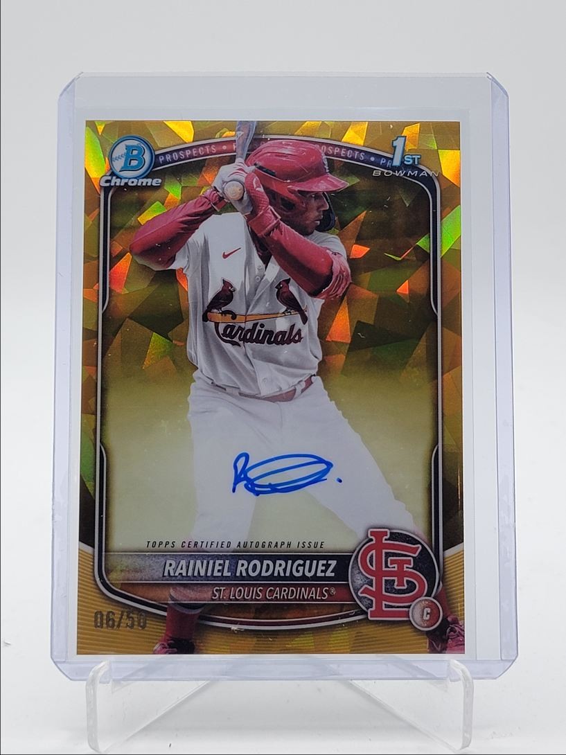RAINIEL RODRIGUEZ 2025 BOWMAN CHROME SAPPHIRE 1ST GOLD AUTO /50 Q3646