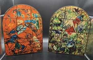Marc Chagall's "Jerusalem Windows" series, Book Ends. Made in ISREAL.