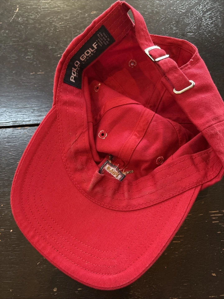 Sombrero de Golf Polo Ralph Lauren Rojo Cereza Excelente Estado - Raro - Cresta a Cuadros Foto 2 de 2