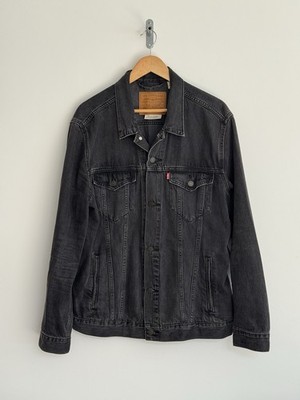 Levi s Denim Trucker Jacke Washed Schwarz Grau Look Jeans Herren XL